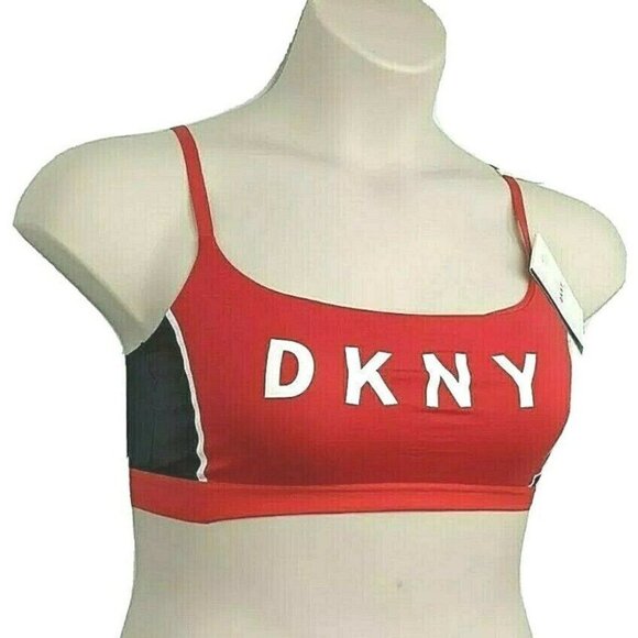 DKNY Intimates Women Wire Free Bralette Red with White Logo Size Large NEW - Picture 5 of 9